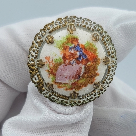 Vintage Germany Courting Couple Clip On Earrings #763 - Picture 13 of 14